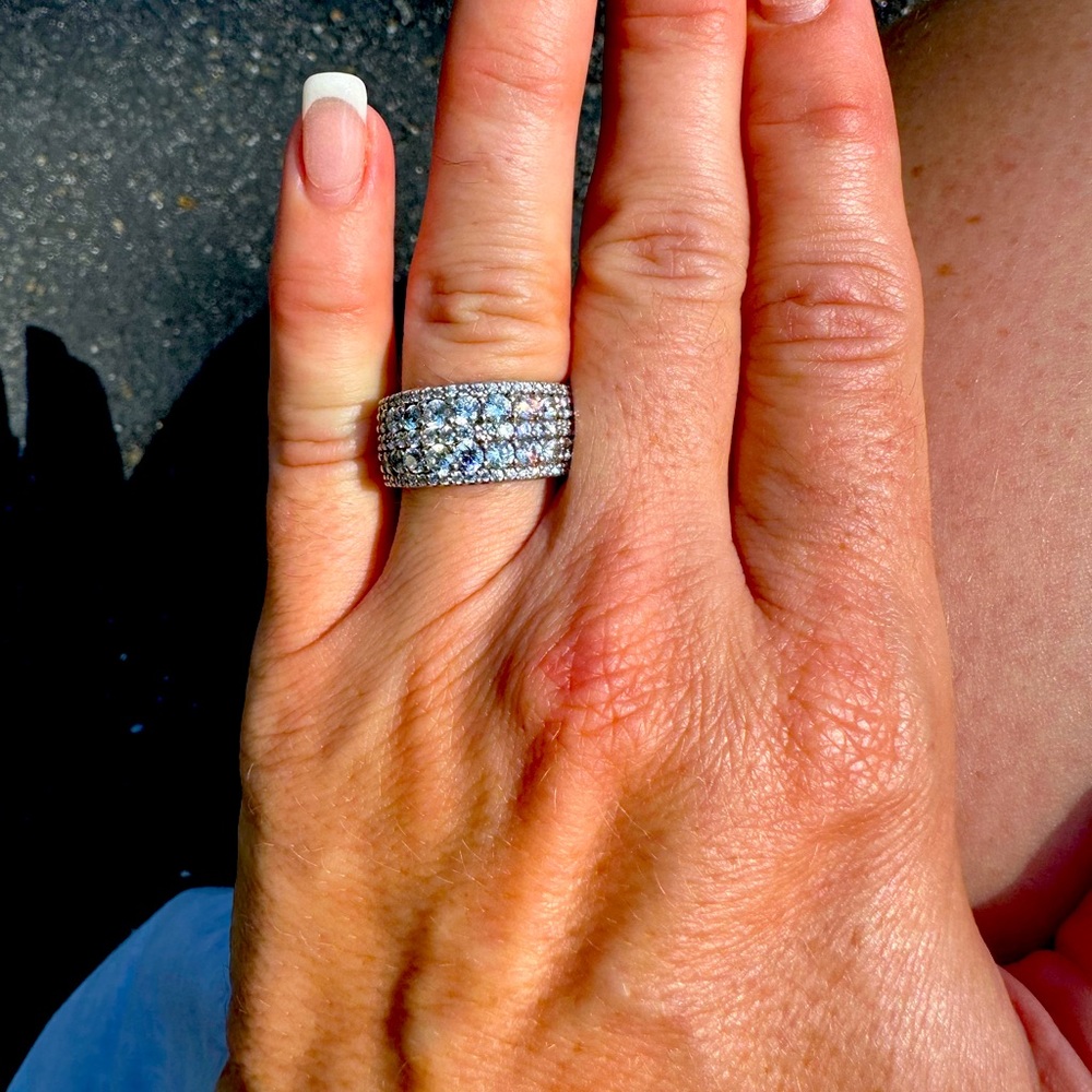 Silver & CZ 5 row band